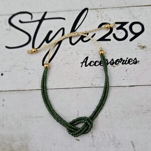Miyuki Green Knot Adjustable Bracelet
